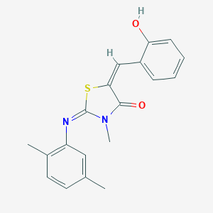 molecular formula C19H18N2O2S B306951 2-[(2,5-Dimethylphenyl)imino]-5-(2-hydroxybenzylidene)-3-methyl-1,3-thiazolidin-4-one 
