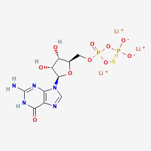 molecular formula C10H12Li3N5O10P2S B3069533 5'-Guanylic acid, monoanhydride with phosphorothioic acid, trilithium salt CAS No. 97952-36-8