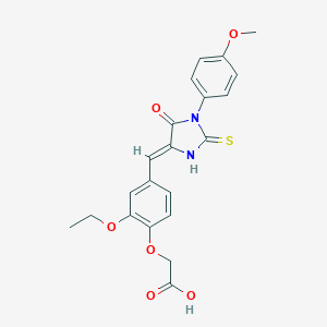 (2-ethoxy-4-{(Z)-[1-(4-methoxyphenyl)-5-oxo-2-thioxoimidazolidin-4-ylidene]methyl}phenoxy)acetic acid