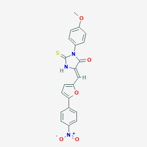 molecular formula C21H15N3O5S B306962 5-[(5-{4-Nitrophenyl}-2-furyl)methylene]-3-(4-methoxyphenyl)-2-thioxo-4-imidazolidinone 