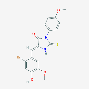 molecular formula C18H15BrN2O4S B306968 5-(2-Bromo-4-hydroxy-5-methoxybenzylidene)-3-(4-methoxyphenyl)-2-thioxo-4-imidazolidinone 