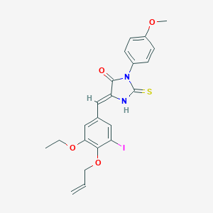 molecular formula C22H21IN2O4S B306972 (5Z)-5-[3-ethoxy-5-iodo-4-(prop-2-en-1-yloxy)benzylidene]-3-(4-methoxyphenyl)-2-thioxoimidazolidin-4-one 