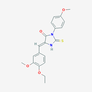 molecular formula C20H20N2O4S B306973 5-(4-Ethoxy-3-methoxybenzylidene)-3-(4-methoxyphenyl)-2-thioxo-4-imidazolidinone 