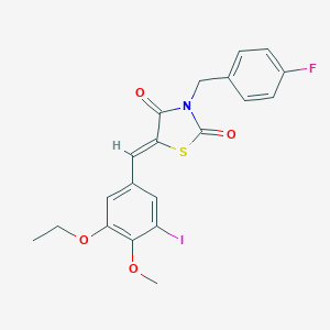 molecular formula C20H17FINO4S B306975 5-(3-Ethoxy-5-iodo-4-methoxybenzylidene)-3-(4-fluorobenzyl)-1,3-thiazolidine-2,4-dione 