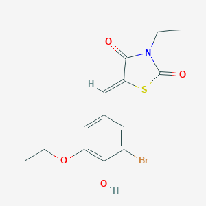 molecular formula C14H14BrNO4S B306977 (5Z)-5-(3-bromo-5-ethoxy-4-hydroxybenzylidene)-3-ethyl-1,3-thiazolidine-2,4-dione 