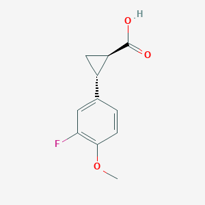 molecular formula C11H11FO3 B3069773 (1R,2R)-2-(3-fluoro-4-methoxyphenyl)cyclopropane-1-carboxylic acid CAS No. 1609290-12-1