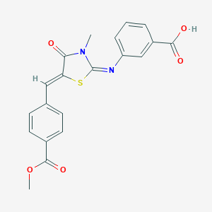 molecular formula C20H16N2O5S B306983 3-({(2E,5Z)-5-[4-(methoxycarbonyl)benzylidene]-3-methyl-4-oxo-1,3-thiazolidin-2-ylidene}amino)benzoic acid 