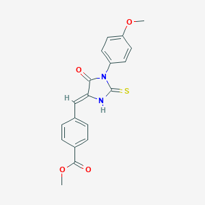 molecular formula C19H16N2O4S B306984 Methyl 4-{[1-(4-methoxyphenyl)-5-oxo-2-thioxo-4-imidazolidinylidene]methyl}benzoate 