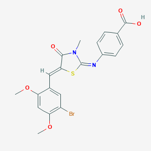 molecular formula C20H17BrN2O5S B306985 4-{[(2E,5Z)-5-(5-bromo-2,4-dimethoxybenzylidene)-3-methyl-4-oxo-1,3-thiazolidin-2-ylidene]amino}benzoic acid 