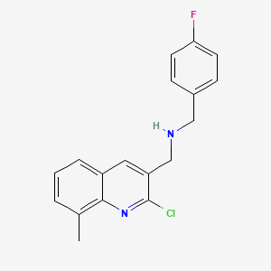 molecular formula C18H16ClFN2 B3069895 (2-Chloro-8-methyl-quinolin-3-ylmethyl)-(4-fluoro-benzyl)-amine CAS No. 1000348-02-6