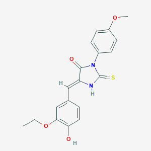 molecular formula C19H18N2O4S B306993 5-(3-Ethoxy-4-hydroxybenzylidene)-3-(4-methoxyphenyl)-2-thioxo-4-imidazolidinone 