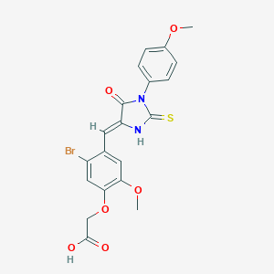 molecular formula C20H17BrN2O6S B307004 (5-Bromo-2-methoxy-4-{[1-(4-methoxyphenyl)-5-oxo-2-thioxo-4-imidazolidinylidene]methyl}phenoxy)acetic acid 