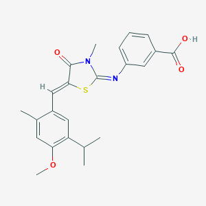 molecular formula C23H24N2O4S B307010 3-{[5-(5-Isopropyl-4-methoxy-2-methylbenzylidene)-3-methyl-4-oxo-1,3-thiazolidin-2-ylidene]amino}benzoic acid 