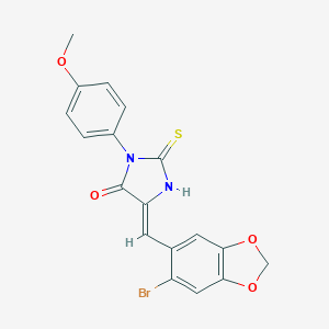 molecular formula C18H13BrN2O4S B307014 5-[(6-Bromo-1,3-benzodioxol-5-yl)methylene]-3-(4-methoxyphenyl)-2-thioxo-4-imidazolidinone 