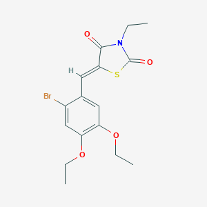 molecular formula C16H18BrNO4S B307018 5-(2-Bromo-4,5-diethoxybenzylidene)-3-ethyl-1,3-thiazolidine-2,4-dione 