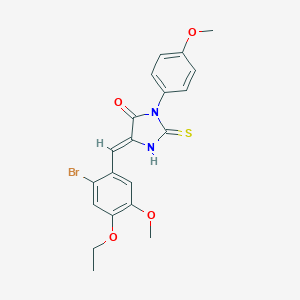 molecular formula C20H19BrN2O4S B307021 5-(2-Bromo-4-ethoxy-5-methoxybenzylidene)-3-(4-methoxyphenyl)-2-thioxo-4-imidazolidinone 