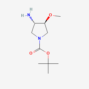 molecular formula C10H20N2O3 B3070248 反式-3-氨基-1-Boc-4-甲氧基吡咯烷 CAS No. 1001635-01-3