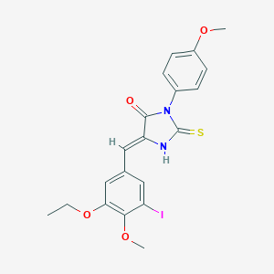 molecular formula C20H19IN2O4S B307025 (5Z)-5-(3-ethoxy-5-iodo-4-methoxybenzylidene)-3-(4-methoxyphenyl)-2-thioxoimidazolidin-4-one 