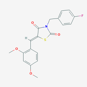 molecular formula C19H16FNO4S B307029 5-(2,4-Dimethoxybenzylidene)-3-(4-fluorobenzyl)-1,3-thiazolidine-2,4-dione 