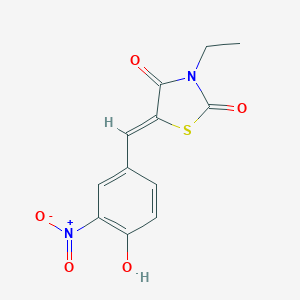 molecular formula C12H10N2O5S B307036 (5Z)-3-ethyl-5-(4-hydroxy-3-nitrobenzylidene)-1,3-thiazolidine-2,4-dione 