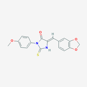 molecular formula C18H14N2O4S B307044 5-(1,3-Benzodioxol-5-ylmethylene)-3-(4-methoxyphenyl)-2-thioxo-4-imidazolidinone 