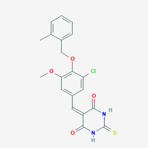molecular formula C20H17ClN2O4S B307051 5-{3-chloro-5-methoxy-4-[(2-methylbenzyl)oxy]benzylidene}-2-thioxodihydro-4,6(1H,5H)-pyrimidinedione 