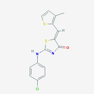 molecular formula C15H11ClN2OS2 B307053 (5Z)-2-(4-chloroanilino)-5-[(3-methylthiophen-2-yl)methylidene]-1,3-thiazol-4-one 