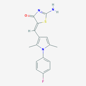 molecular formula C16H14FN3OS B307058 5-{[1-(4-fluorophenyl)-2,5-dimethyl-1H-pyrrol-3-yl]methylene}-2-imino-1,3-thiazolidin-4-one 