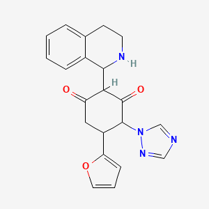 molecular formula C21H20N4O3 B3070712 5-(2-furyl)-2-(1,2,3,4-tetrahydro-1-isoquinolinyl)-4-(1H-1,2,4-triazol-1-yl)-1,3-cyclohexanedione CAS No. 1005273-48-2