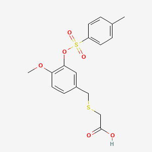 molecular formula C17H18O6S2 B3070724 2-(4-甲氧基-3-(甲苯磺酰氧基)苄硫基)乙酸 CAS No. 1005494-36-9