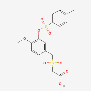 molecular formula C17H18O8S2 B3070730 2-(4-甲氧基-3-(甲苯磺酰氧基)苄基磺酰基)乙酸 CAS No. 1005494-37-0