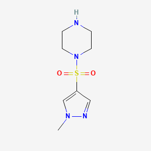 molecular formula C8H14N4O2S B3070751 1-[(1-methyl-1H-pyrazol-4-yl)sulfonyl]piperazine CAS No. 1005610-93-4