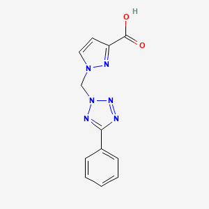 molecular formula C12H10N6O2 B3070756 1-((5-Phenyl-2H-tetrazol-2-yl)methyl)-1H-pyrazole-3-carboxylic acid CAS No. 1005646-64-9
