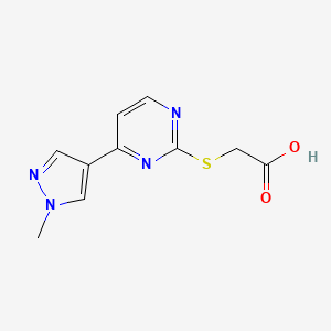 molecular formula C10H10N4O2S B3070803 2-((4-(1-Methyl-1H-pyrazol-4-yl)pyrimidin-2-yl)thio)acetic acid CAS No. 1006334-23-1
