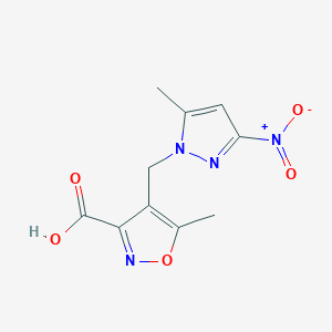 molecular formula C10H10N4O5 B3070849 5-甲基-4-[(5-甲基-3-硝基-1H-吡唑-1-基)甲基]异恶唑-3-羧酸 CAS No. 1006441-81-1