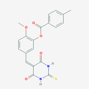5-[(4,6-dioxo-2-thioxotetrahydropyrimidin-5(2H)-ylidene)methyl]-2-methoxyphenyl 4-methylbenzoate