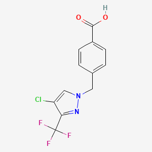 molecular formula C12H8ClF3N2O2 B3070872 4-{[4-chloro-3-(trifluoromethyl)-1H-pyrazol-1-yl]methyl}benzoic acid CAS No. 1006455-35-1