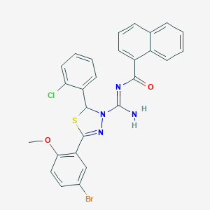 molecular formula C27H20BrClN4O2S B307095 N-[(5-(5-bromo-2-methoxyphenyl)-2-(2-chlorophenyl)-1,3,4-thiadiazol-3(2H)-yl)(imino)methyl]-1-naphthamide 