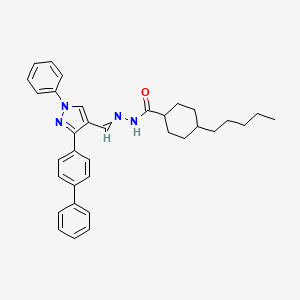4-pentyl-N-[[1-phenyl-3-(4-phenylphenyl)pyrazol-4-yl]methylideneamino]cyclohexane-1-carboxamide