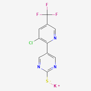 molecular formula C10H4ClF3KN3S B3070958 Potassium 5-[3-chloro-5-(trifluoromethyl)-2-pyridinyl]-2-pyrimidinethiolate CAS No. 1007069-90-0