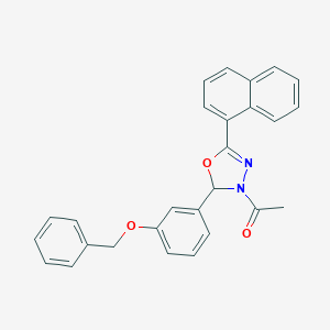molecular formula C27H22N2O3 B307099 3-Acetyl-2-[3-(benzyloxy)phenyl]-5-(1-naphthyl)-2,3-dihydro-1,3,4-oxadiazole 