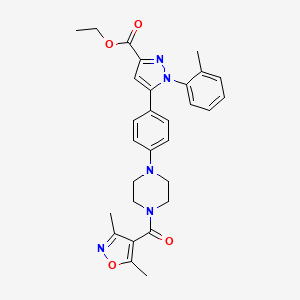 ethyl 5-(4-(4-(3,5-dimethylisoxazole-4-carbonyl)piperazin-1-yl)phenyl)-1-o-tolyl-1H-pyrazole-3-carboxylate