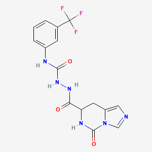 molecular formula C15H13F3N6O3 B3071122 1-[(5-oxo-7,8-dihydro-6H-imidazo[1,5-c]pyrimidine-7-carbonyl)amino]-3-[3-(trifluoromethyl)phenyl]urea CAS No. 1007933-08-5