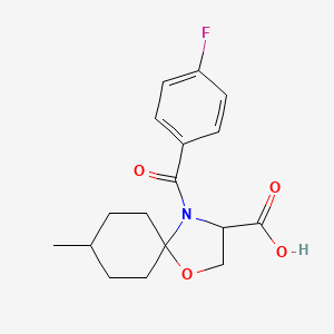 molecular formula C17H20FNO4 B3071160 4-(4-Fluorobenzoyl)-8-methyl-1-oxa-4-azaspiro[4.5]decane-3-carboxylic acid CAS No. 1008195-28-5