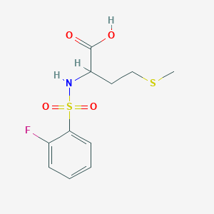 molecular formula C11H14FNO4S2 B3071177 ((2-Fluorophenyl)sulfonyl)methionine CAS No. 1008243-60-4