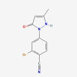 molecular formula C11H8BrN3O B3071190 2-Bromo-4-(5-hydroxy-3-methyl-pyrazol-1-yl)-benzonitrile CAS No. 1008520-71-5