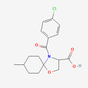 molecular formula C17H20ClNO4 B3071262 4-(4-Chlorobenzoyl)-8-methyl-1-oxa-4-azaspiro[4.5]decane-3-carboxylic acid CAS No. 1009354-95-3
