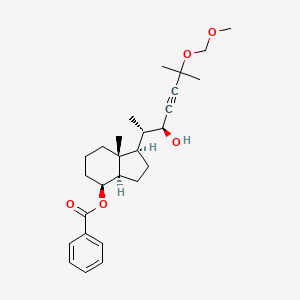 molecular formula C27H38O5 B3071263 [(1R,3Ar,4S,7aR)-1-[(2S,3S)-3-hydroxy-6-(methoxymethoxy)-6-methylhept-4-yn-2-yl]-7a-methyl-1,2,3,3a,4,5,6,7-octahydroinden-4-yl] benzoate CAS No. 100937-69-7