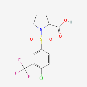 molecular formula C12H11ClF3NO4S B3071339 ((4-Chloro-3-(trifluoromethyl)phenyl)sulfonyl)proline CAS No. 1009684-43-8