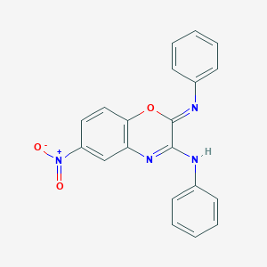 molecular formula C20H14N4O3 B307139 6-nitro-2,3-bis(phenylimino)-3,4-dihydro-2H-1,4-benzoxazine 